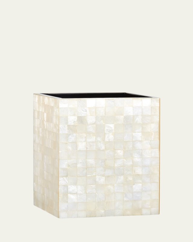 Capiz Ivory Wastebasket
